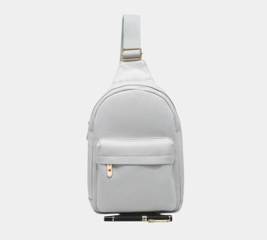 Canvas Small Backpack In Pale Grey