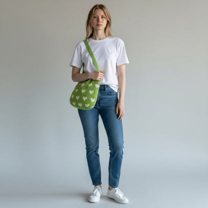 Green Heart Knit Bag