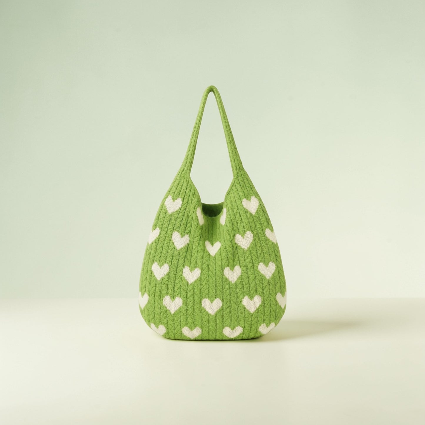 Green Heart Knit Bag