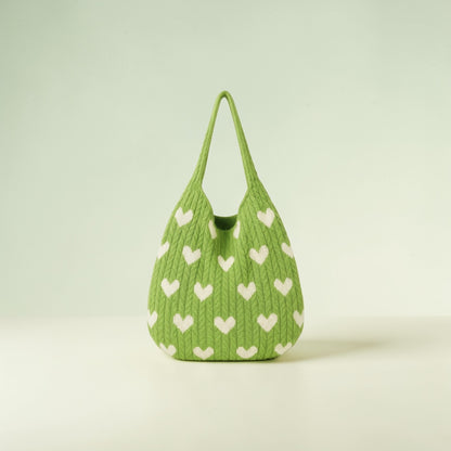 Green Heart Knit Bag