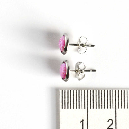 Pink Opal & Surgical Steel Studs