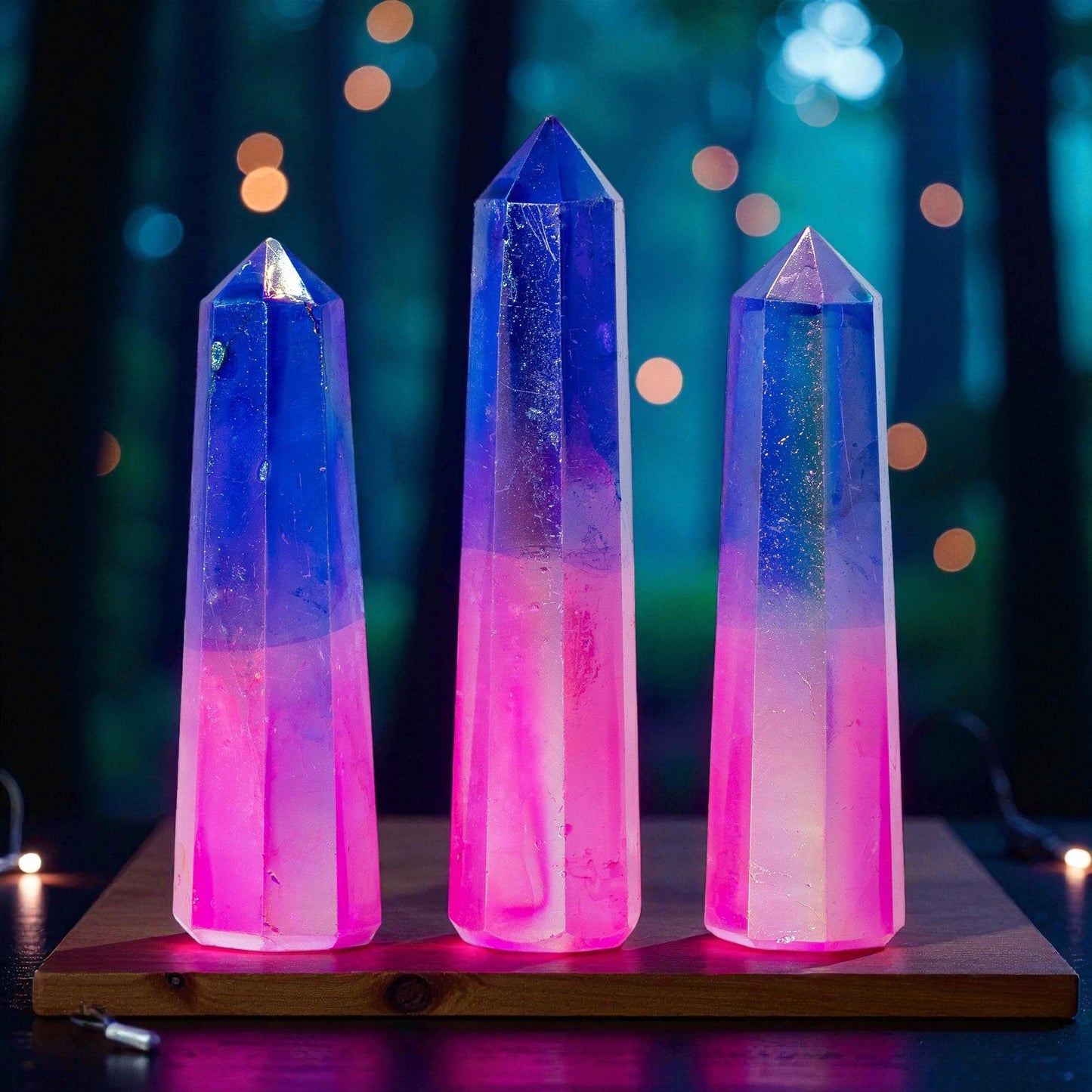 Gemstone Obelisk Point - Pink & Blue Aurora Crystal Quartz