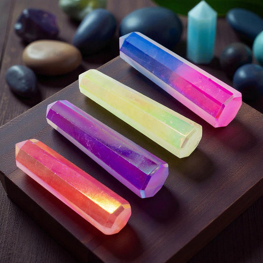 Gemstone Obelisk Point - Pink & Blue Aurora Crystal Quartz