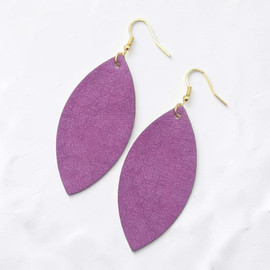 Purple Plant Paper Leaf Earrings