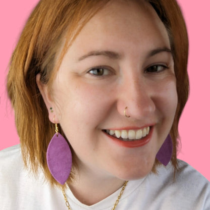 Purple Plant Paper Leaf Earrings