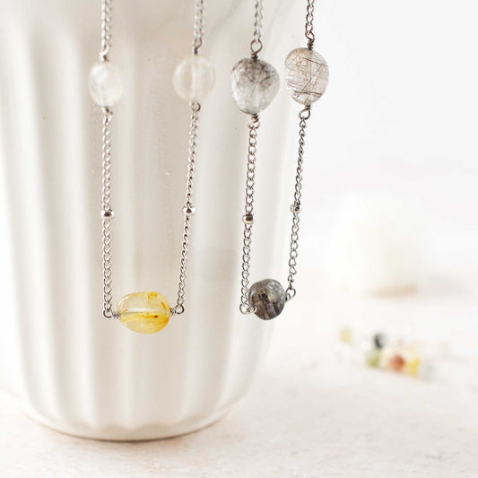 Long Quartz Gemstone Necklace