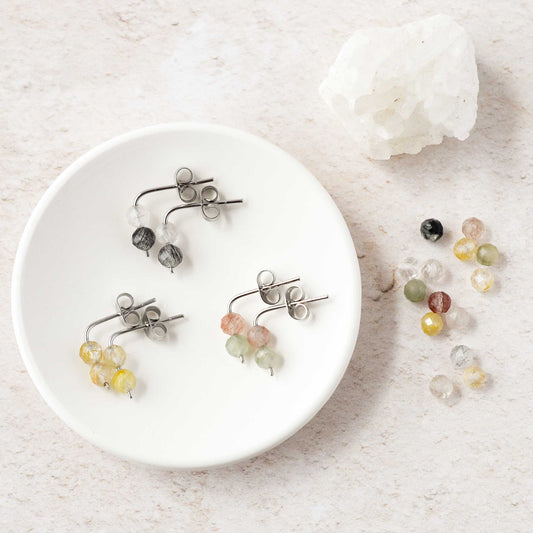 Quartz Gemstone Stud Earrings