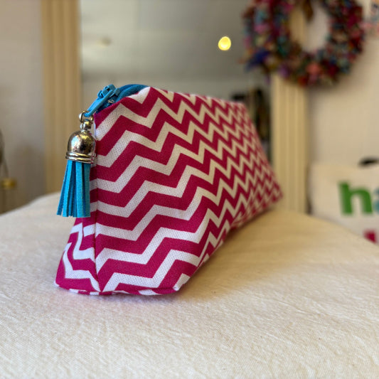 Raspberry Chevron Pencil Case