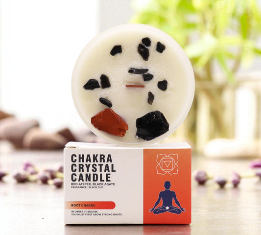 Root Chakra Crystal Candle