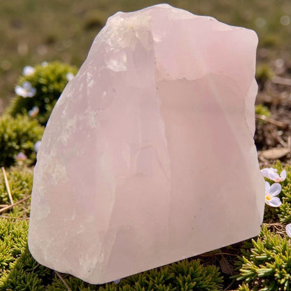 Polished Rose Quartz Crystal With Cut Base