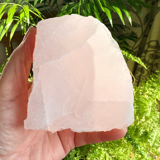 Polished Rose Quartz Crystal With Cut Base