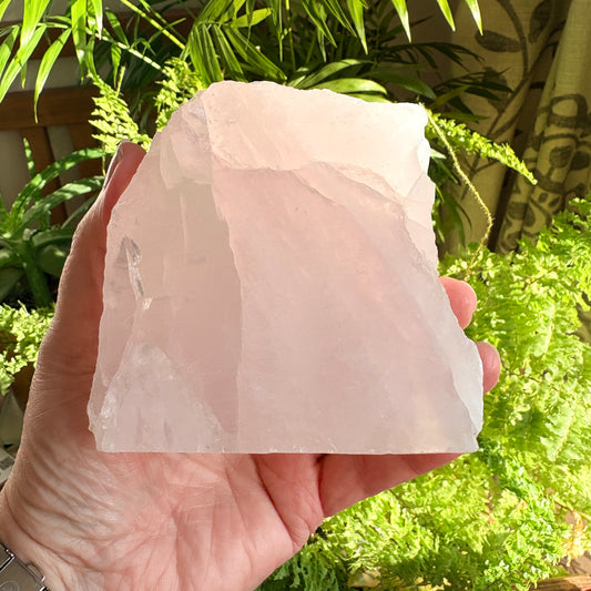Polished Rose Quartz Crystal With Cut Base