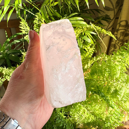 Polished Rose Quartz Crystal With Cut Base