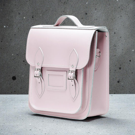 Handmade Leather City Backpack - Rose Quartz