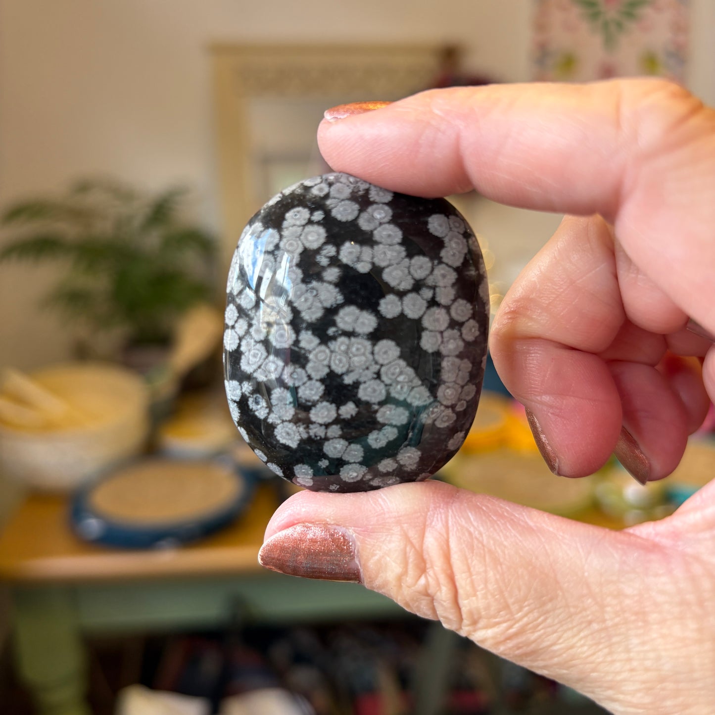 Snowflake Obsidian Palm Stone