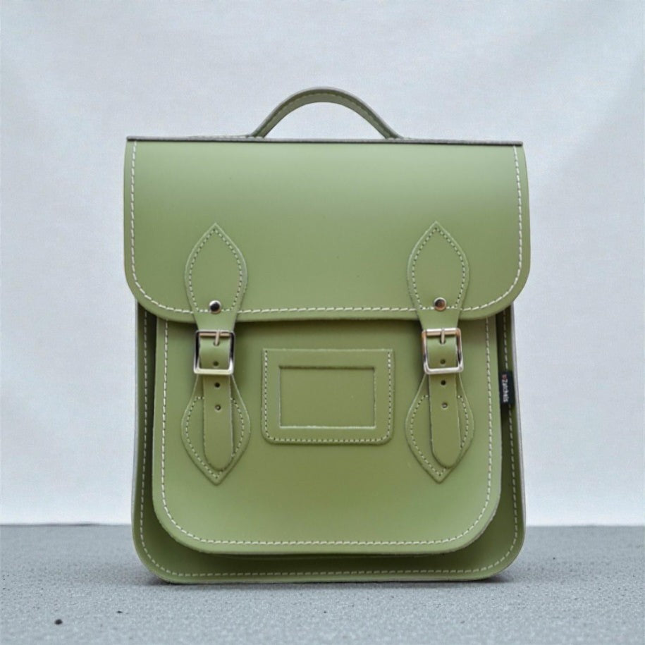 Handmade Leather City Backpack - Sage Green