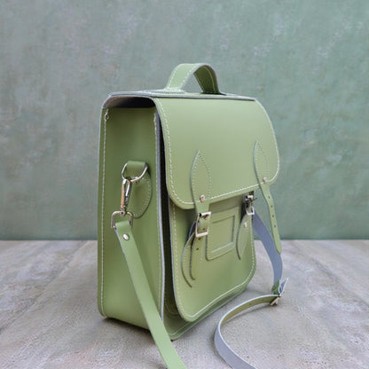 Handmade Leather City Backpack - Sage Green