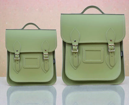Handmade Leather City Backpack - Sage Green