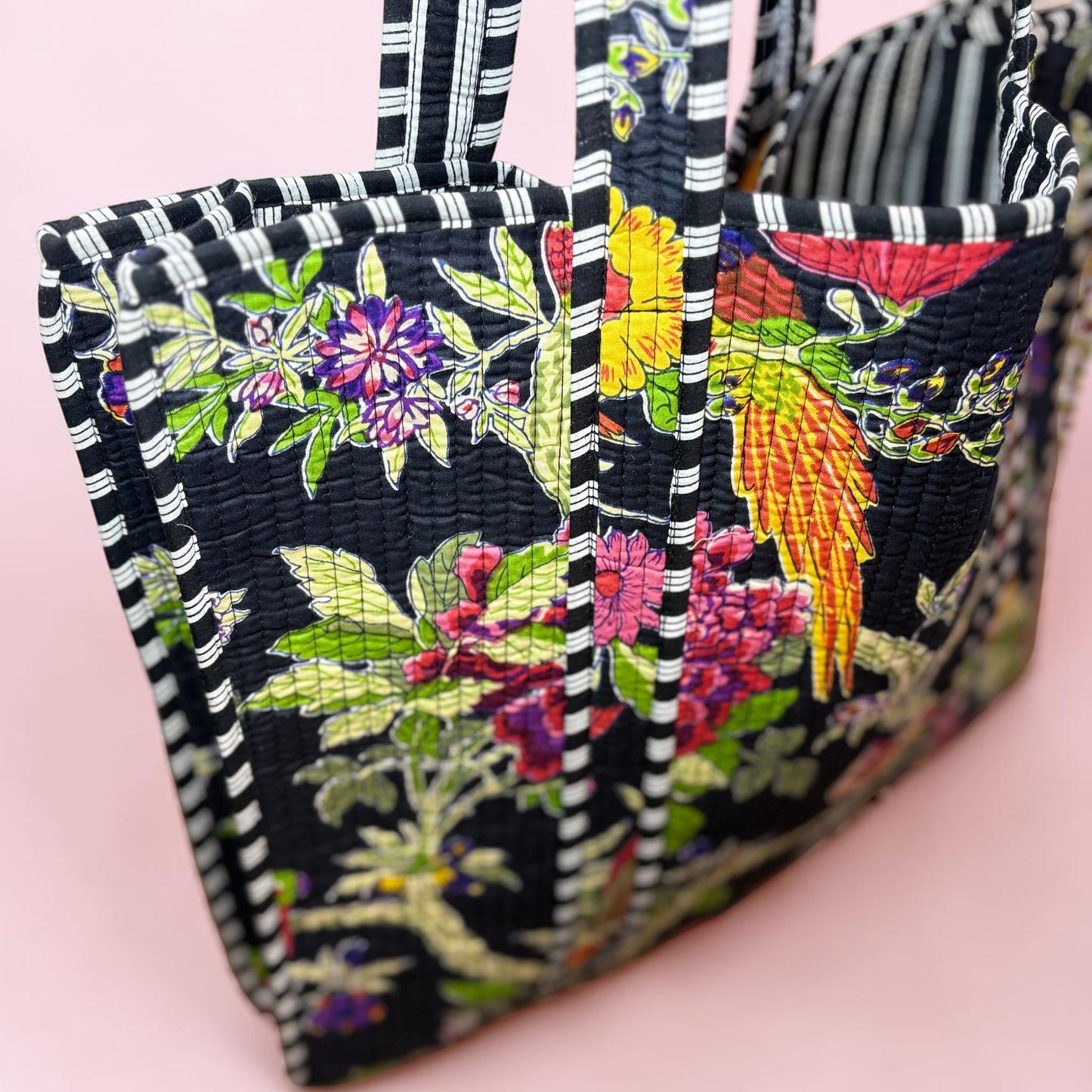 Samira Black Floral Kantha Bag