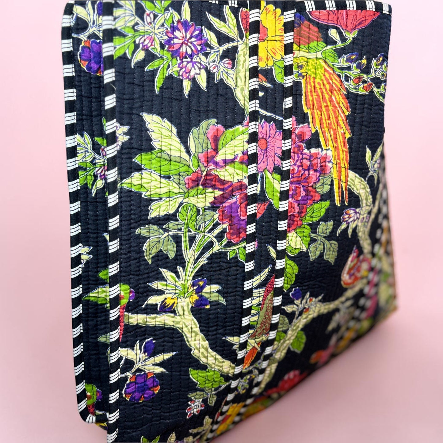 Samira Black Floral Kantha Bag