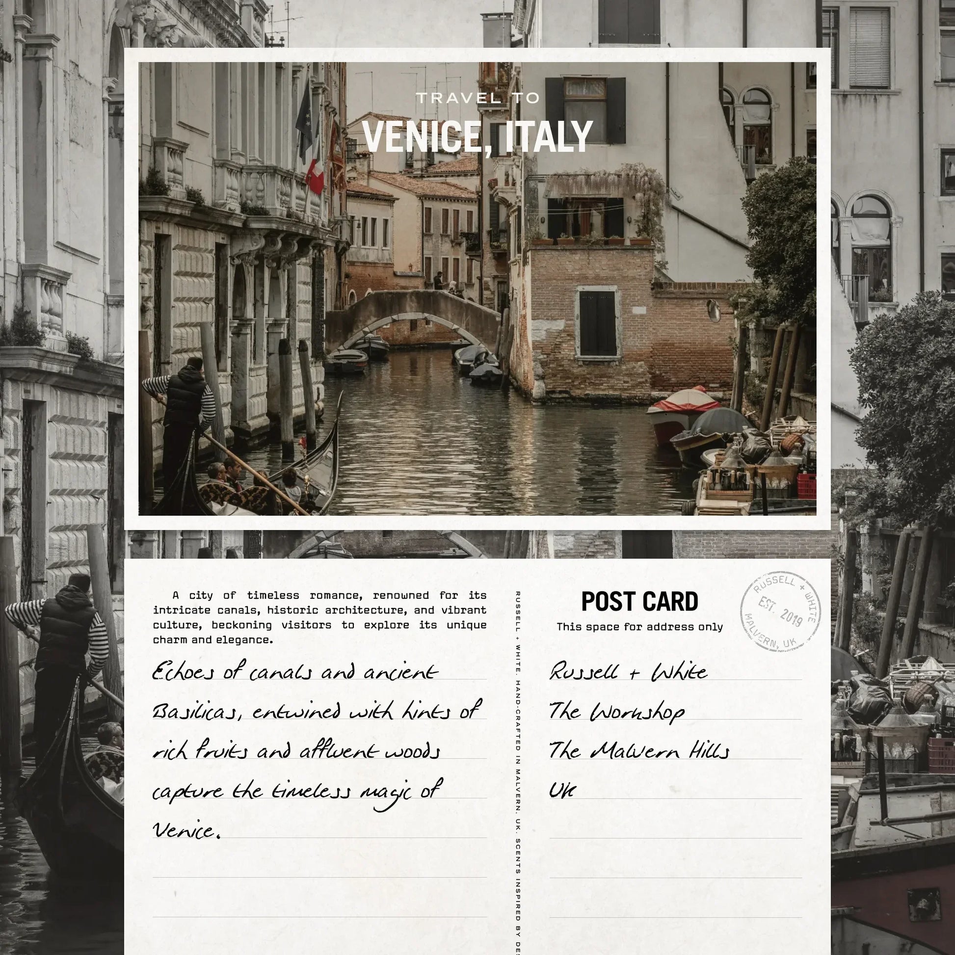 Venice, Italy postcard with canal and buildings