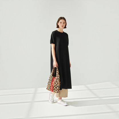 Scarlet Stripe Leopard Stretchy Knitted Tote