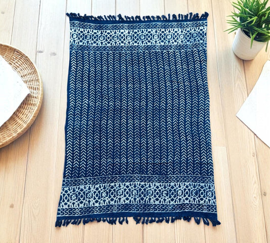 Artisan Indigo Throw - Seedha Arrows Design