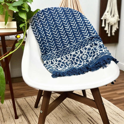 Artisan Indigo Throw - Seedha Arrows Design