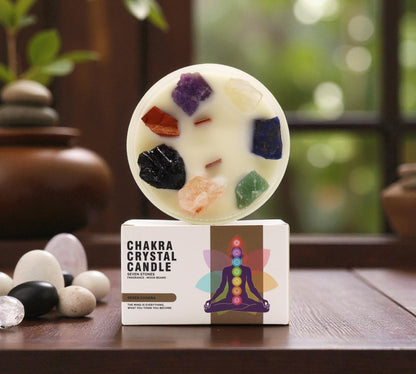 Large Seven Chakra Crystal Candle