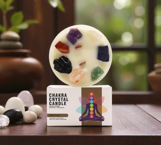 Large Seven Chakra Crystal Candle