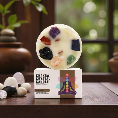 Large Seven Chakra Crystal Candle