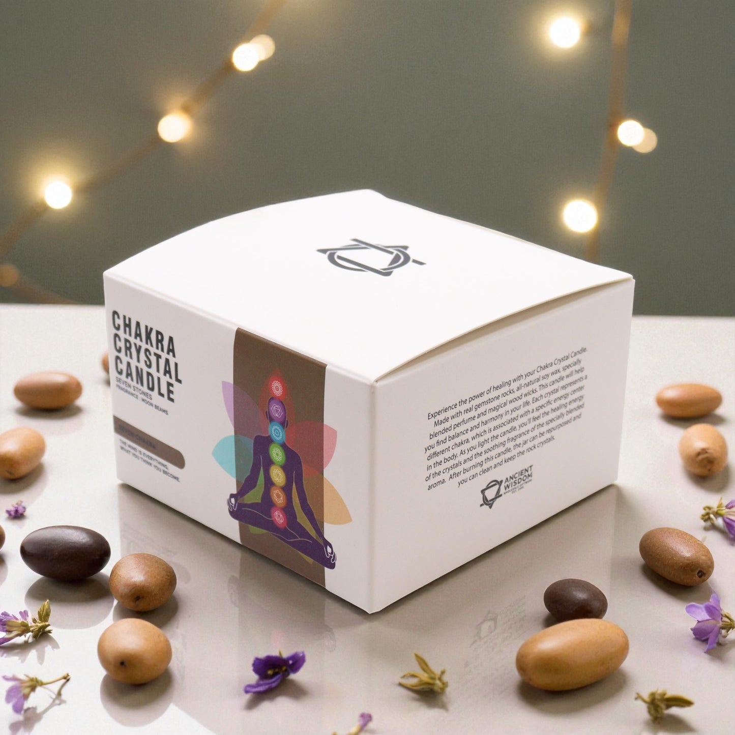 Large Seven Chakra Crystal Candle