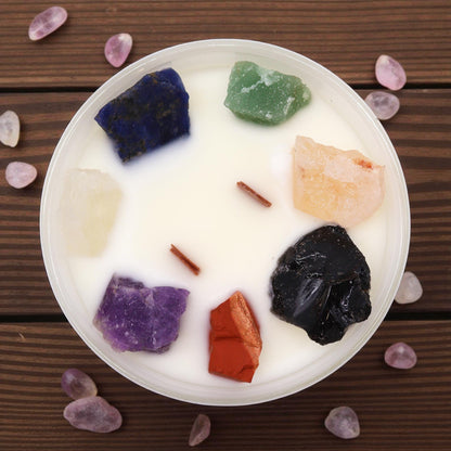 Large Seven Chakra Crystal Candle