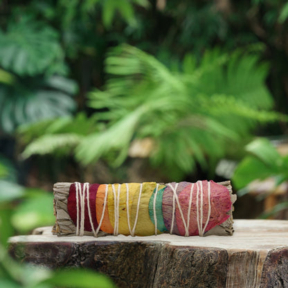 Seven Chakras Rose Petal Sage Smudge Stick (4 inch)