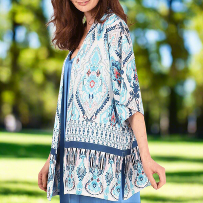 Blue Mandala Short Kimono