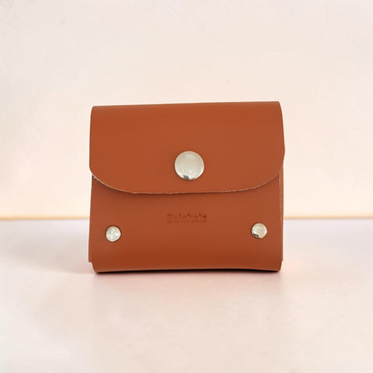 Handmade Leather Simple Coin Purse - Burnt Orange