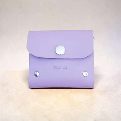 Handmade Leather Simple Coin Purse - Pastel Violet