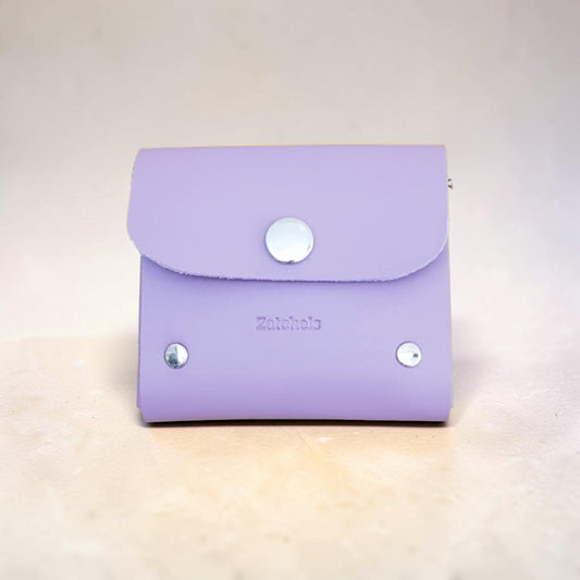 Handmade Leather Simple Coin Purse - Pastel Violet