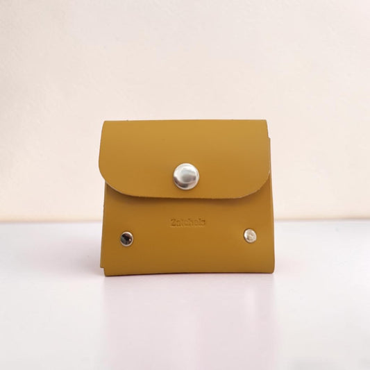 Handmade Leather Simple Coin Purse - Yellow Ochre