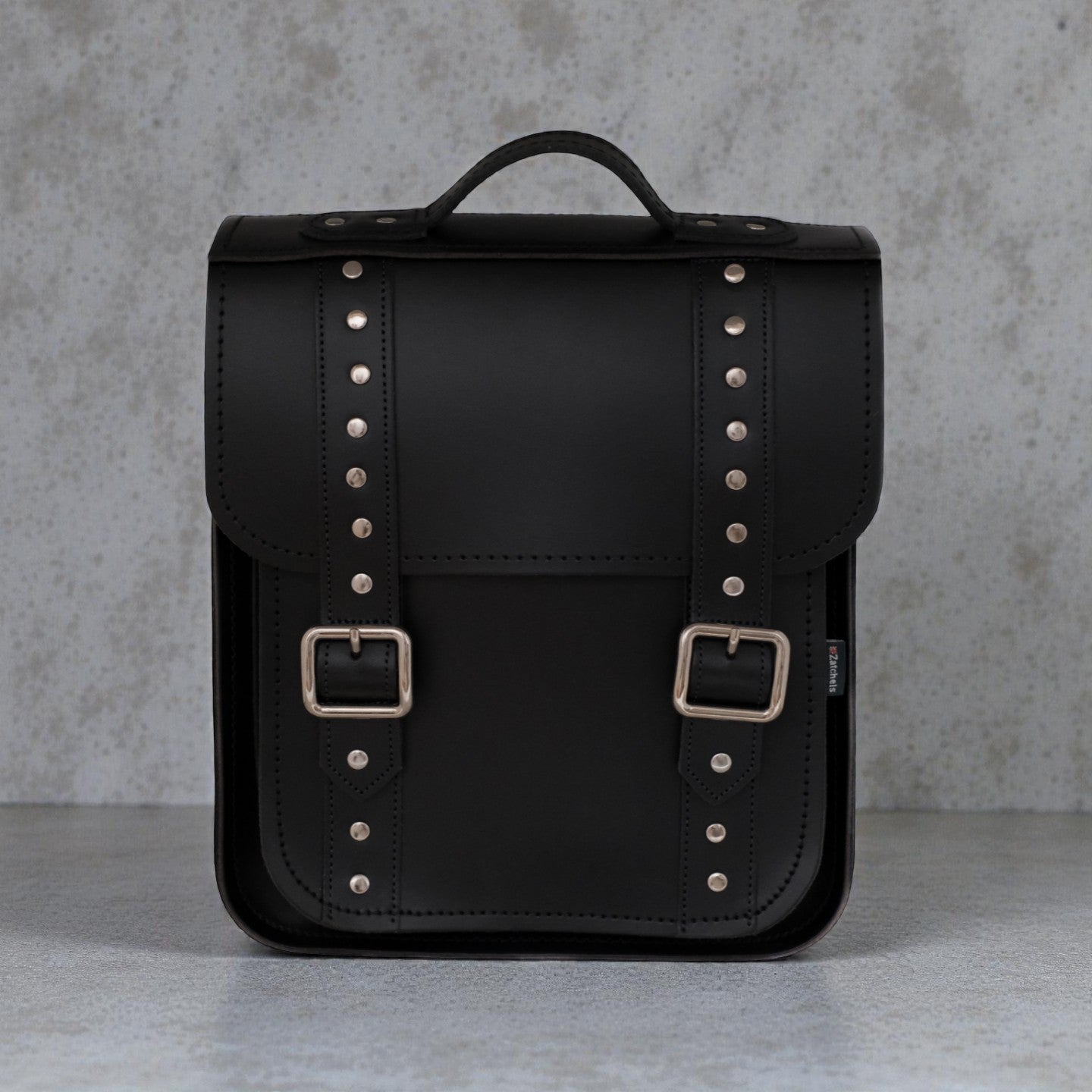 Handmade Leather City Backpack - Studded Black Gothic