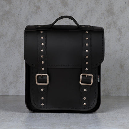 Handmade Leather City Backpack - Studded Black Gothic