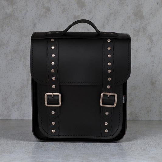 Handmade Leather City Backpack - Studded Black Gothic