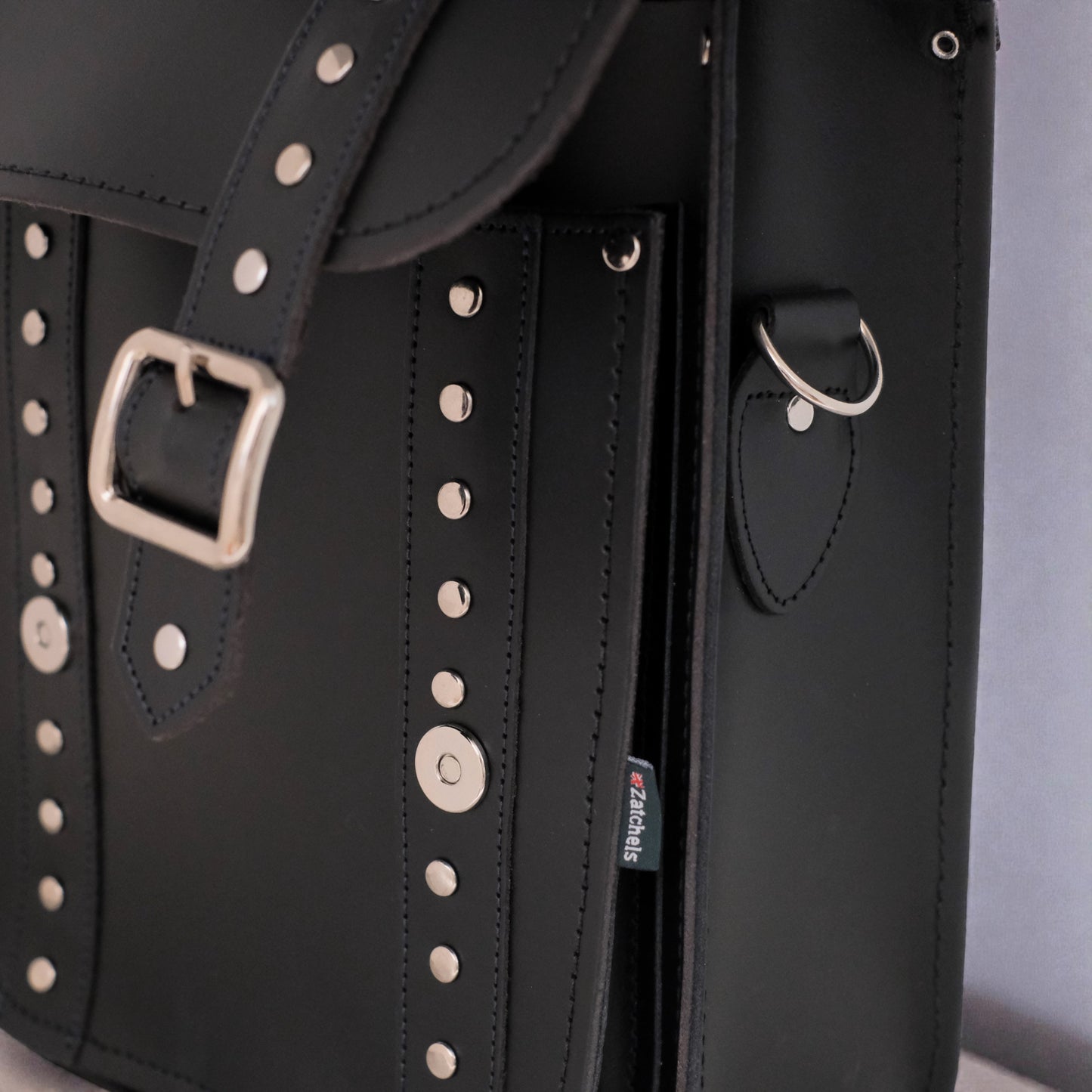 Handmade Leather City Backpack - Studded Black Gothic