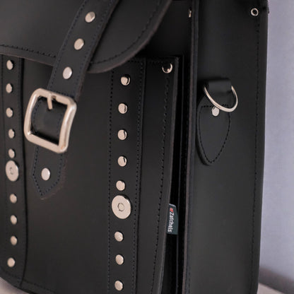 Handmade Leather City Backpack - Studded Black Gothic