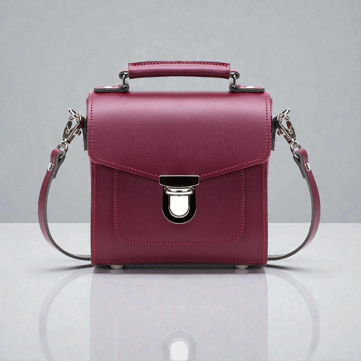 Handmade Leather Sugarcube Handbag - Oxblood