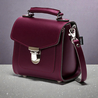 Handmade Leather Sugarcube Handbag - Marsala Red