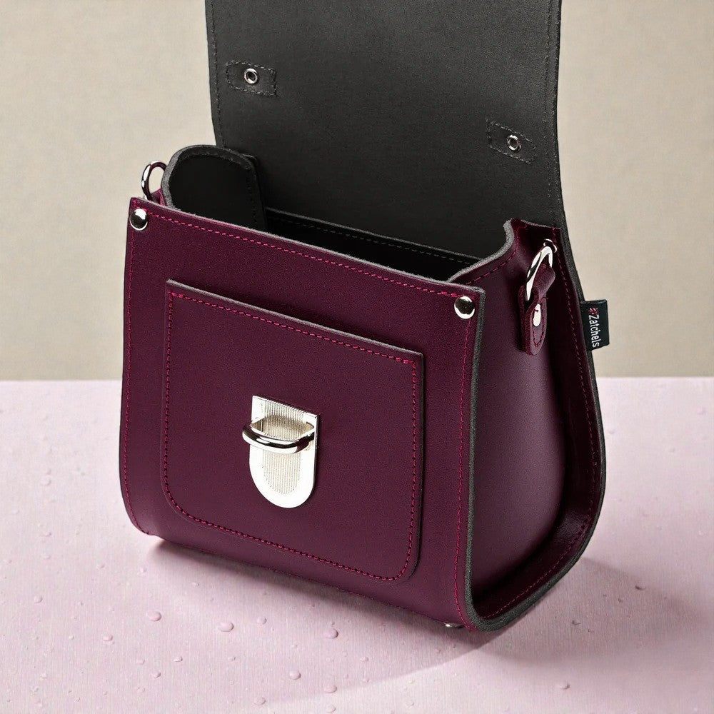 Handmade Leather Sugarcube Handbag - Marsala Red