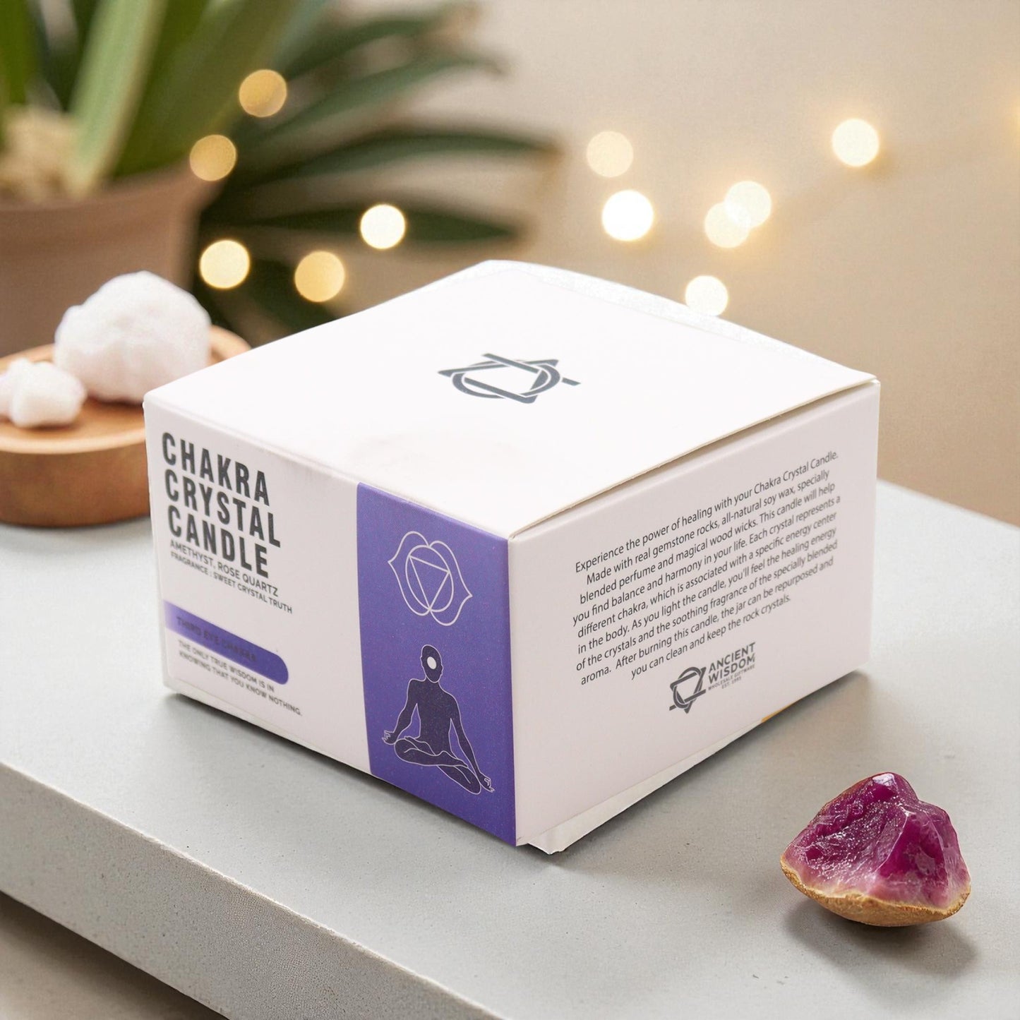 Third Eye Chakra Crystal Candle