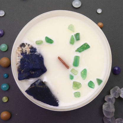 Throat Chakra Crystal Candle