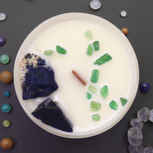 Throat Chakra Crystal Candle